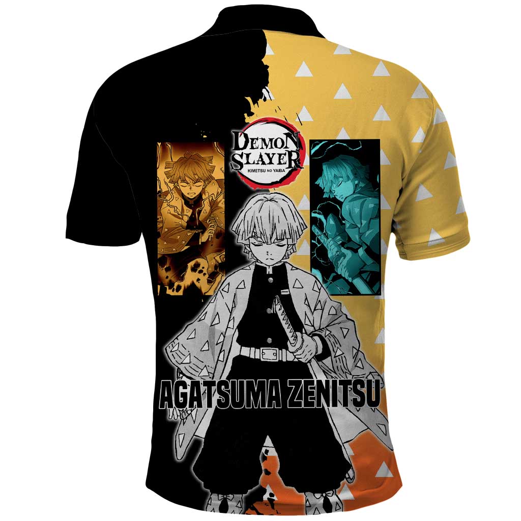 Zenitsu Agatsuma from Demon Slayer Polo Shirt with Yellow Lightning Kimono and Thunder Effects Design - The Mazicc