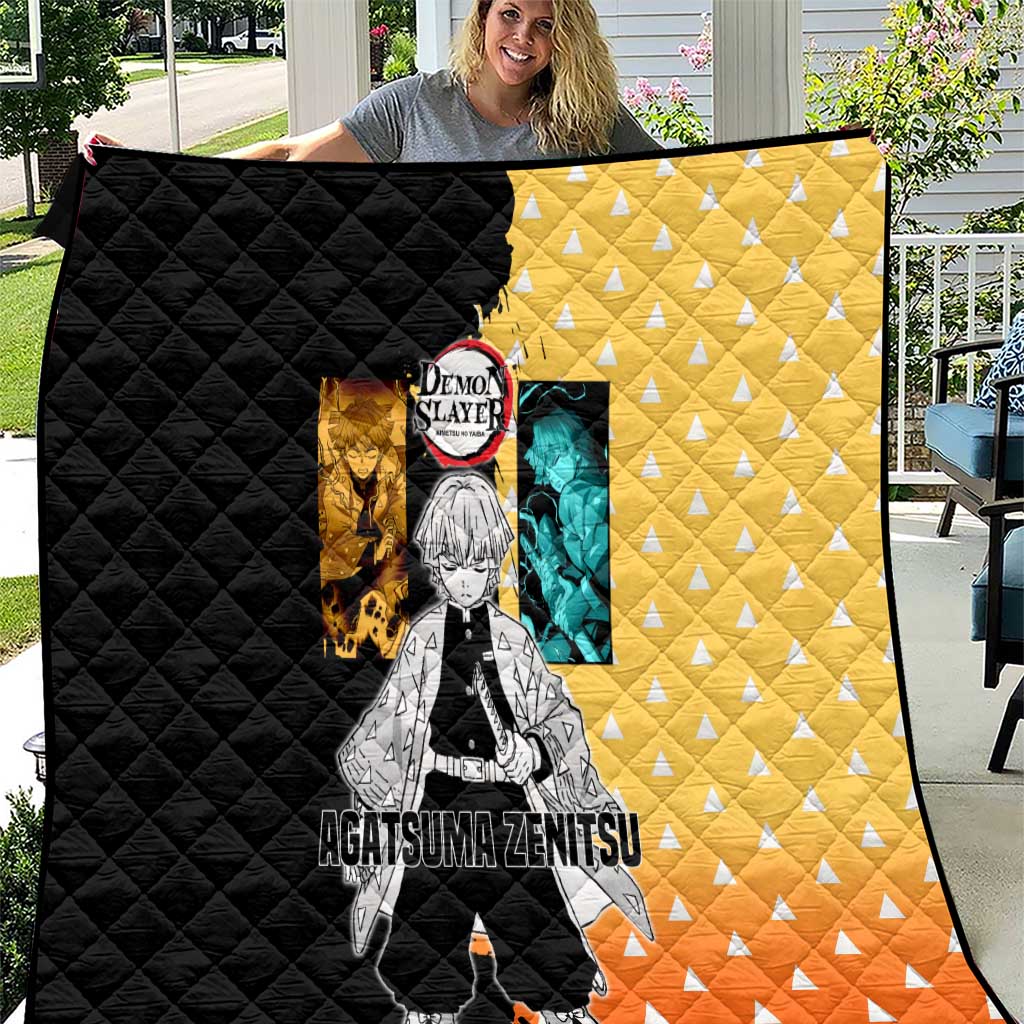 Zenitsu Agatsuma from Demon Slayer Quilt with Yellow Lightning Kimono and Thunder Effects Design - The Mazicc