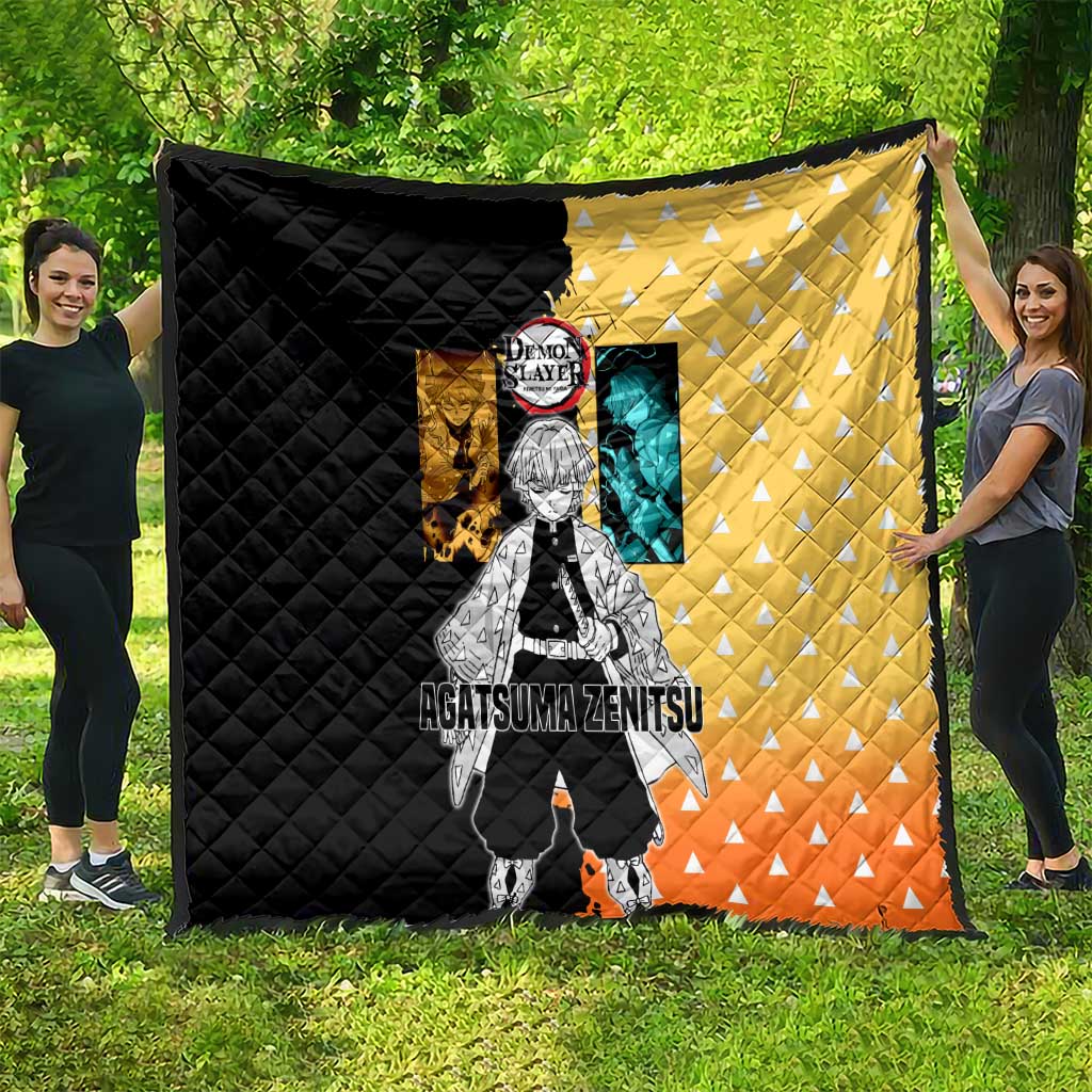Zenitsu Agatsuma from Demon Slayer Quilt with Yellow Lightning Kimono and Thunder Effects Design - The Mazicc