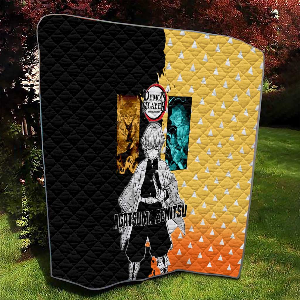 Zenitsu Agatsuma from Demon Slayer Quilt with Yellow Lightning Kimono and Thunder Effects Design - The Mazicc