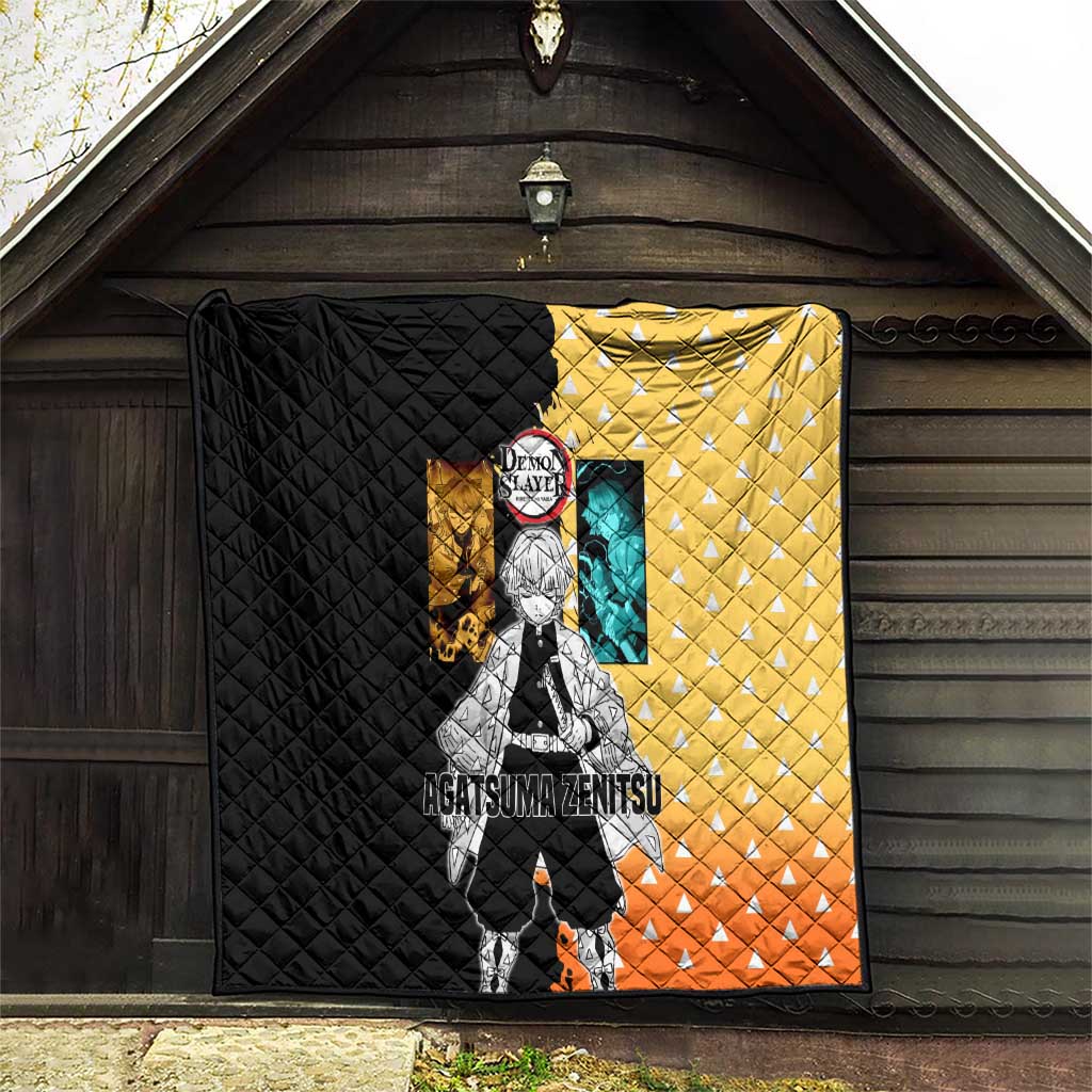 Zenitsu Agatsuma from Demon Slayer Quilt with Yellow Lightning Kimono and Thunder Effects Design - The Mazicc
