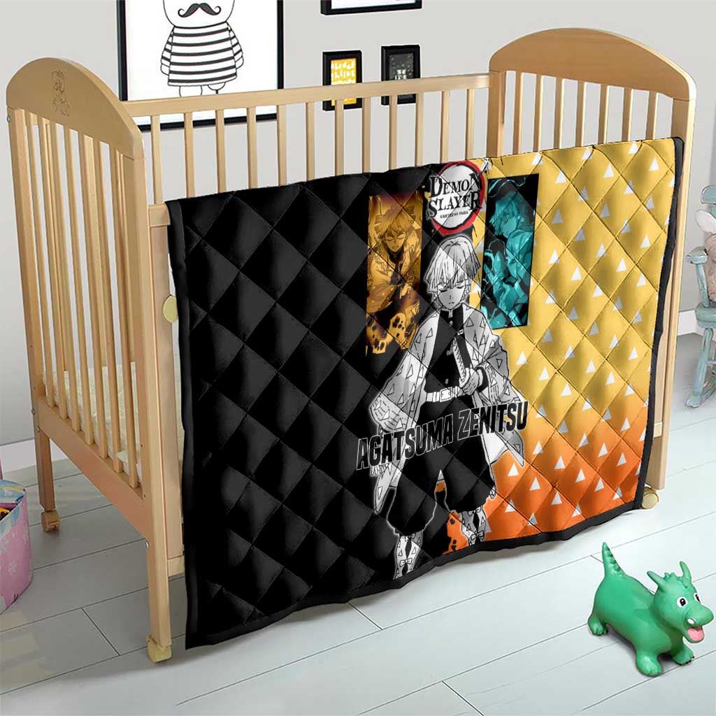 Zenitsu Agatsuma from Demon Slayer Quilt with Yellow Lightning Kimono and Thunder Effects Design - The Mazicc