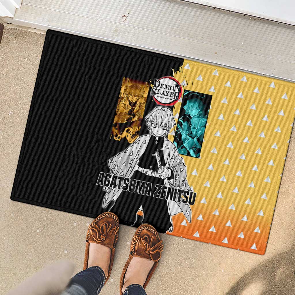 Zenitsu Agatsuma from Demon Slayer Rubber Doormat with Yellow Lightning Kimono and Thunder Effects Design - The Mazicc