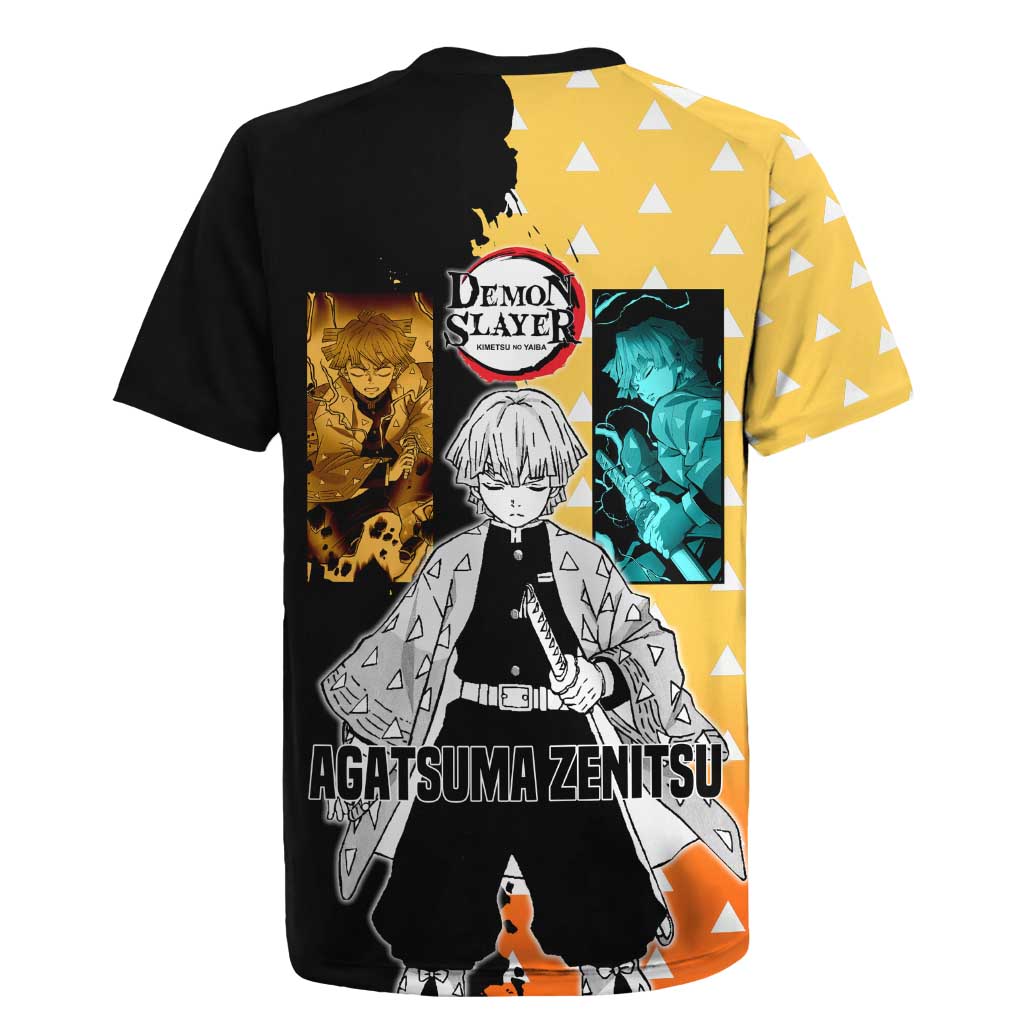 Zenitsu Agatsuma from Demon Slayer Rugby Jersey with Yellow Lightning Kimono and Thunder Effects Design - The Mazicc