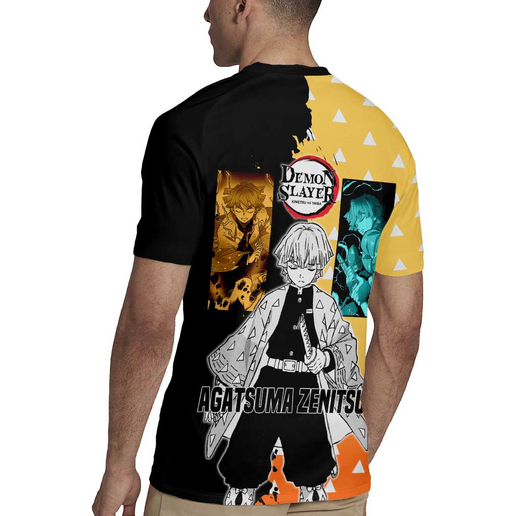 Zenitsu Agatsuma from Demon Slayer Rugby Jersey with Yellow Lightning Kimono and Thunder Effects Design - The Mazicc