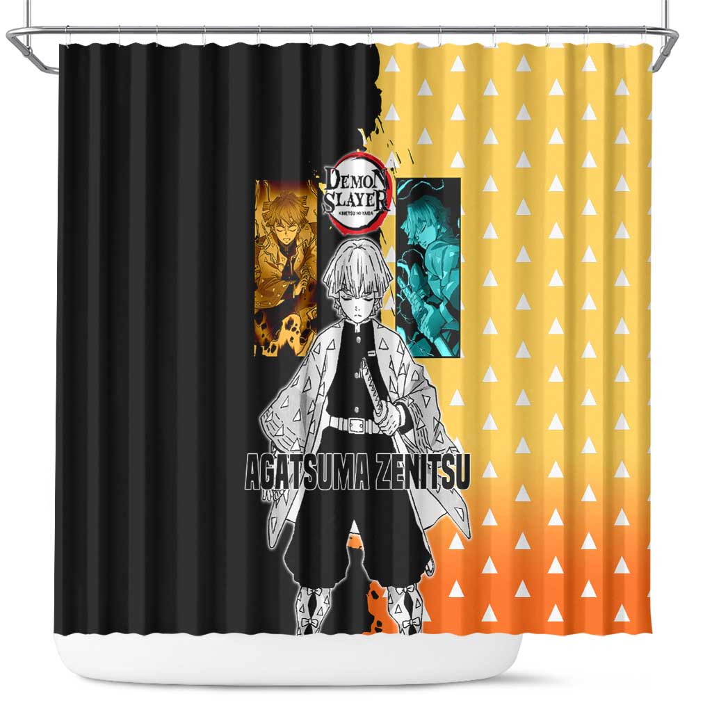 Zenitsu Agatsuma from Demon Slayer Shower Curtain with Yellow Lightning Kimono and Thunder Effects Design - The Mazicc