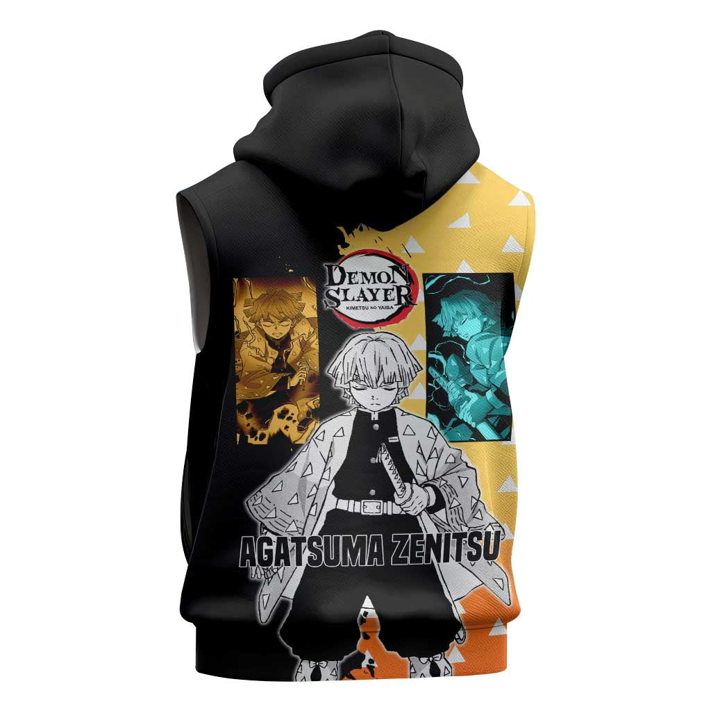 Zenitsu Agatsuma from Demon Slayer Sleeveless Hoodie with Yellow Lightning Kimono and Thunder Effects Design - The Mazicc