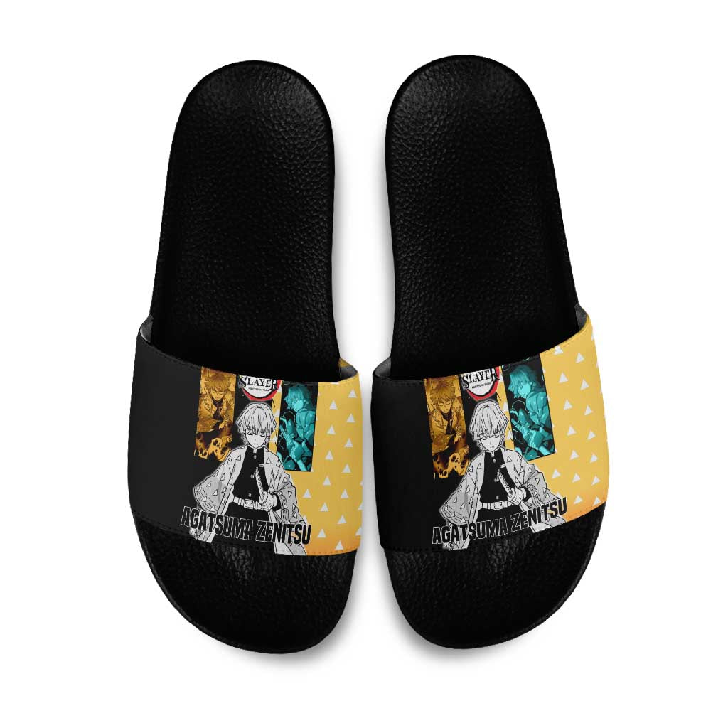 Zenitsu Agatsuma from Demon Slayer Slide Sandals with Yellow Lightning Kimono and Thunder Effects Design - The Mazicc