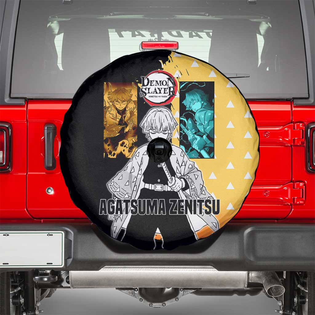 Zenitsu Agatsuma from Demon Slayer Spare Tire Cover with Yellow Lightning Kimono and Thunder Effects Design - The Mazicc