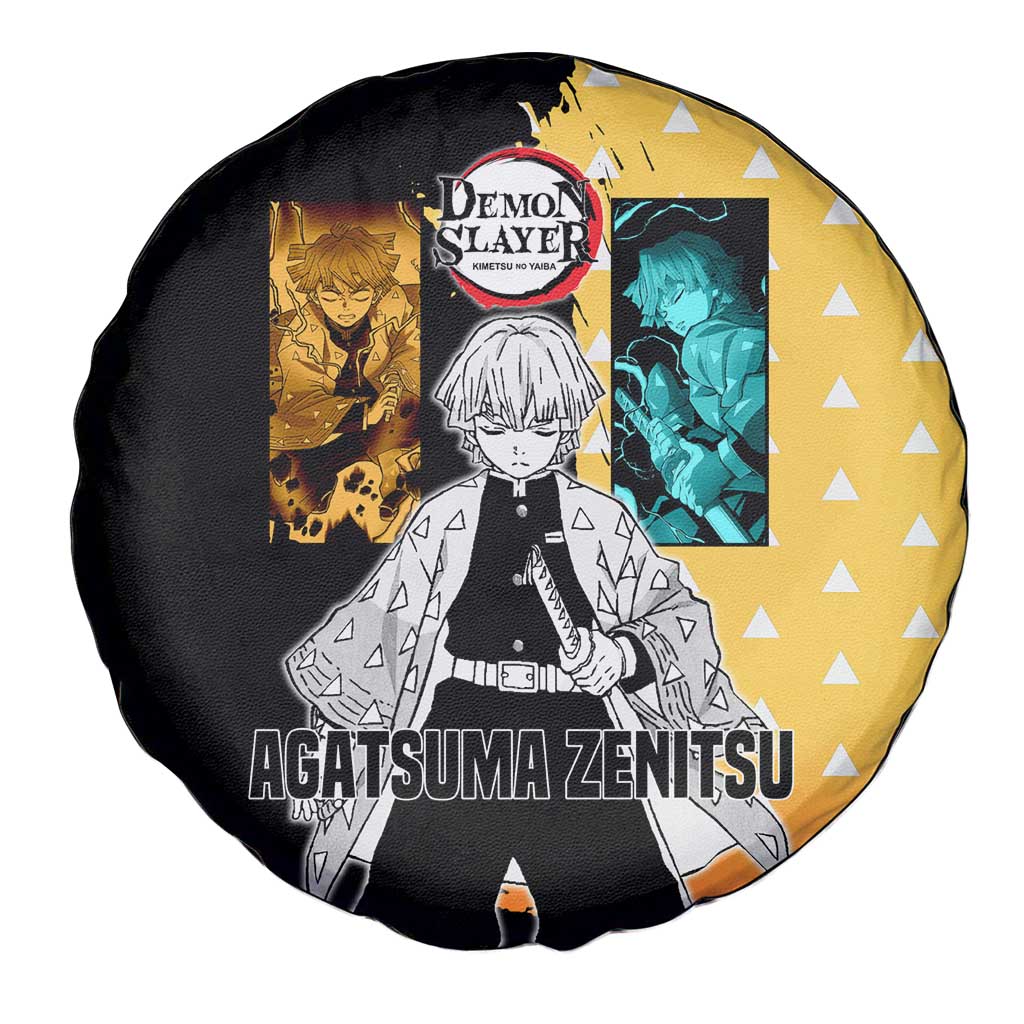 Zenitsu Agatsuma from Demon Slayer Spare Tire Cover with Yellow Lightning Kimono and Thunder Effects Design - The Mazicc