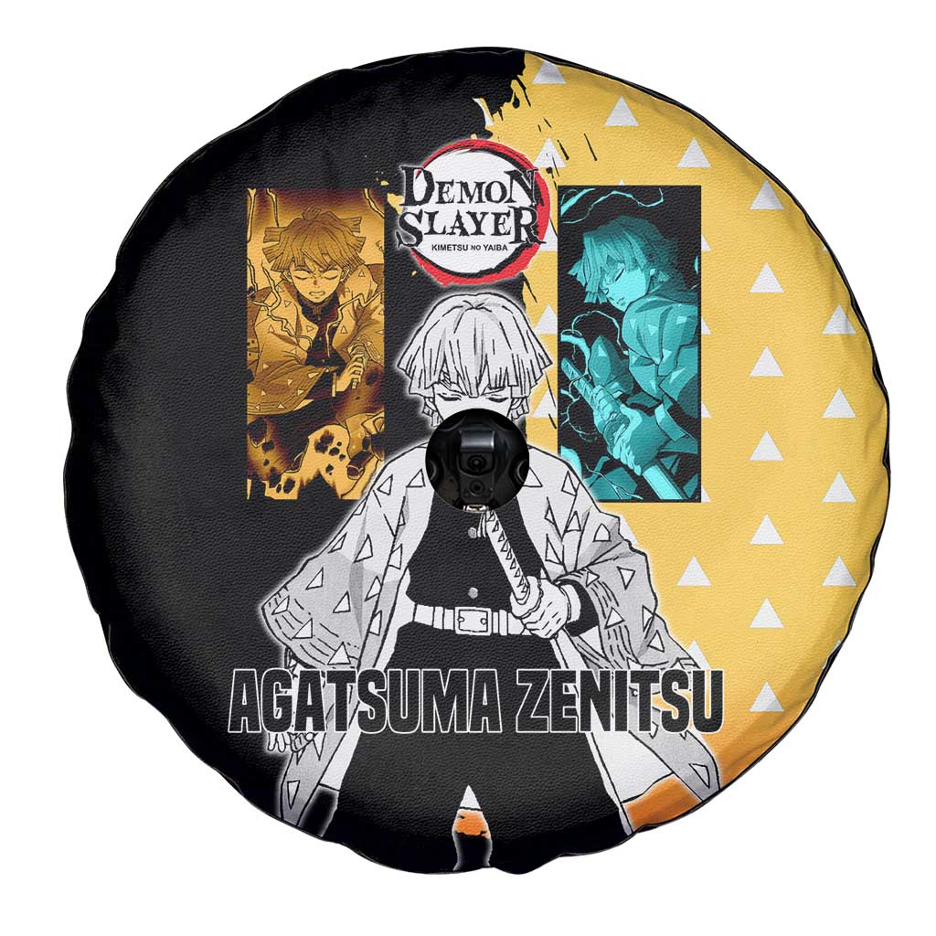 Zenitsu Agatsuma from Demon Slayer Spare Tire Cover with Yellow Lightning Kimono and Thunder Effects Design - The Mazicc
