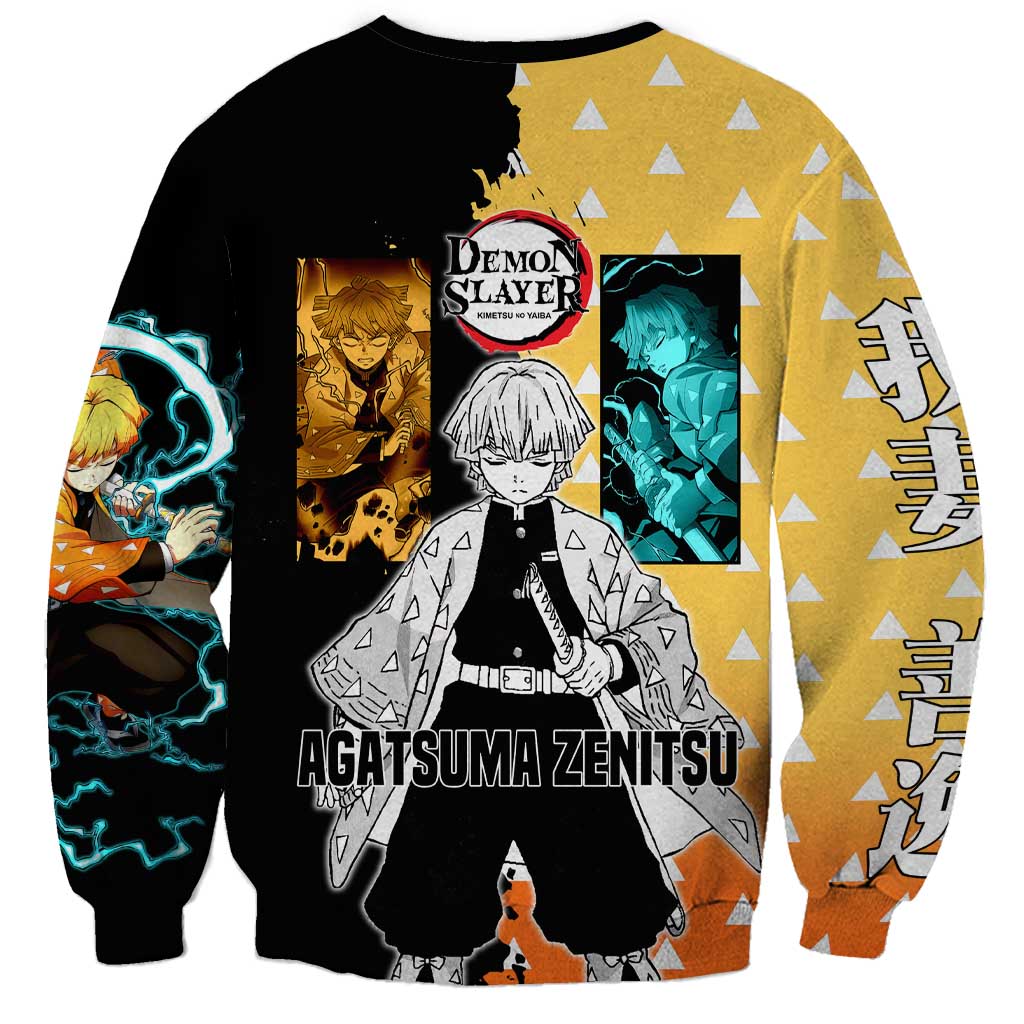 Zenitsu Agatsuma from Demon Slayer Sweatshirt with Yellow Lightning Kimono and Thunder Effects Design - The Mazicc