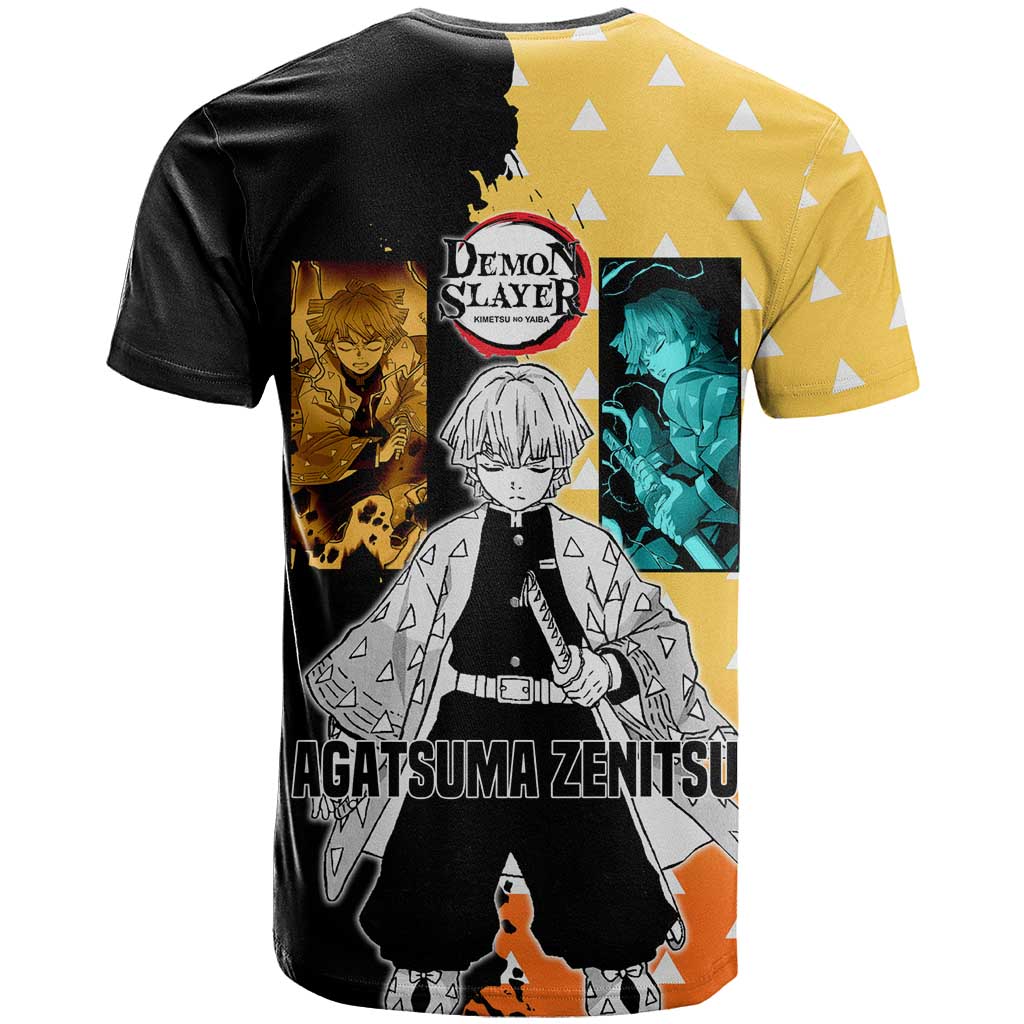 Zenitsu Agatsuma from Demon Slayer T Shirt with Yellow Lightning Kimono and Thunder Effects Design - The Mazicc