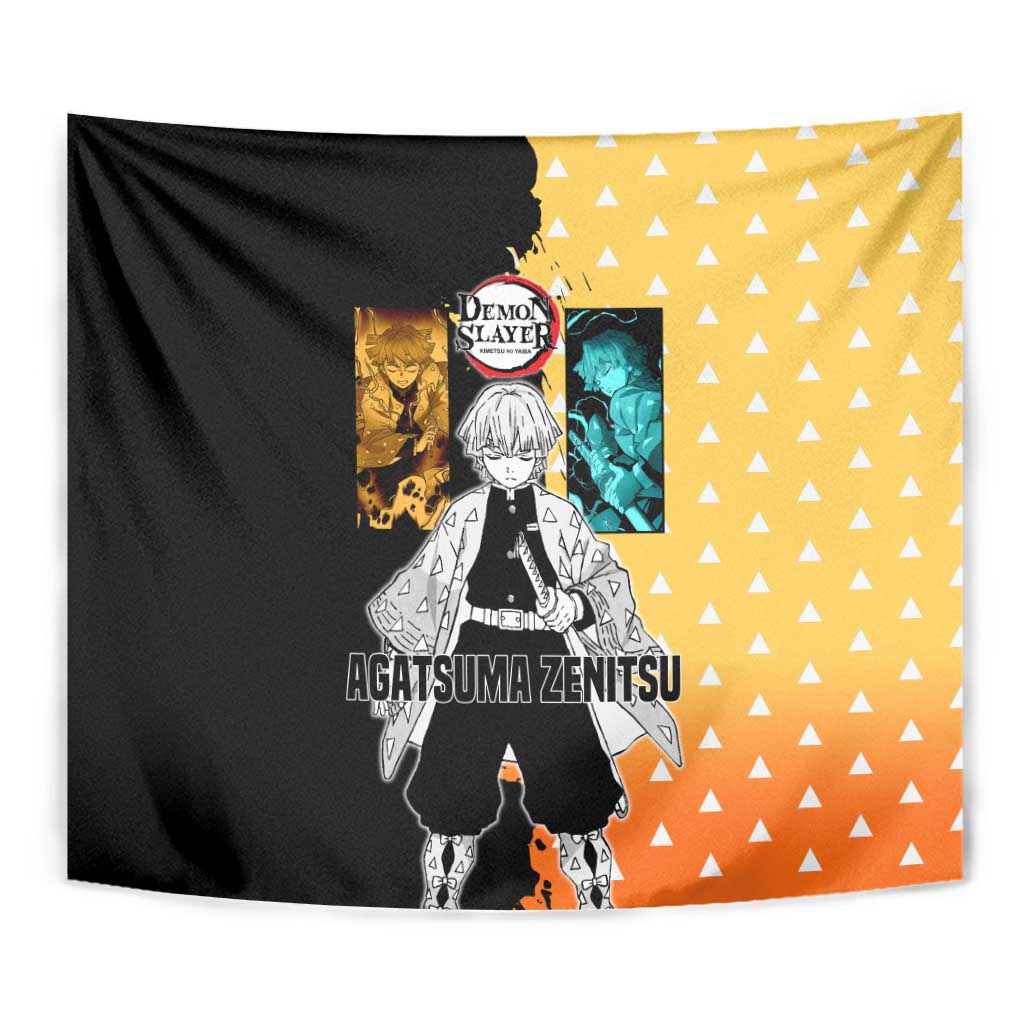 Zenitsu Agatsuma from Demon Slayer Tapestry with Yellow Lightning Kimono and Thunder Effects Design - The Mazicc