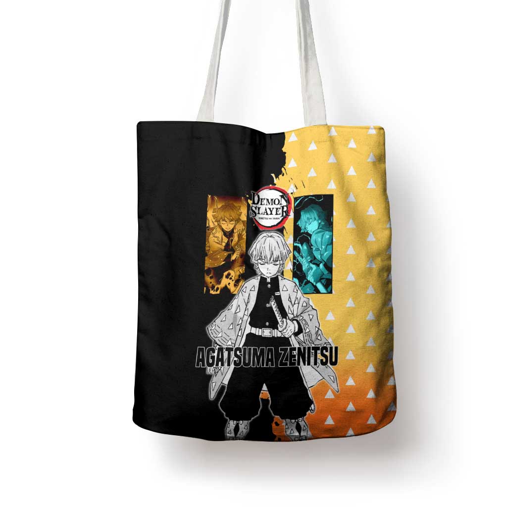 Zenitsu Agatsuma from Demon Slayer Tote Bag with Yellow Lightning Kimono and Thunder Effects Design - The Mazicc