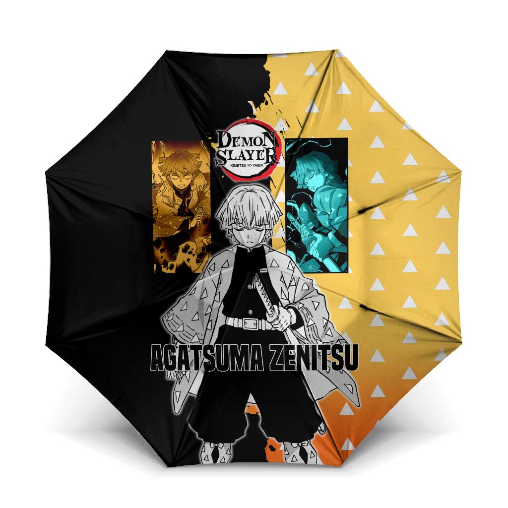 Zenitsu Agatsuma from Demon Slayer Umbrella with Yellow Lightning Kimono and Thunder Effects Design - The Mazicc
