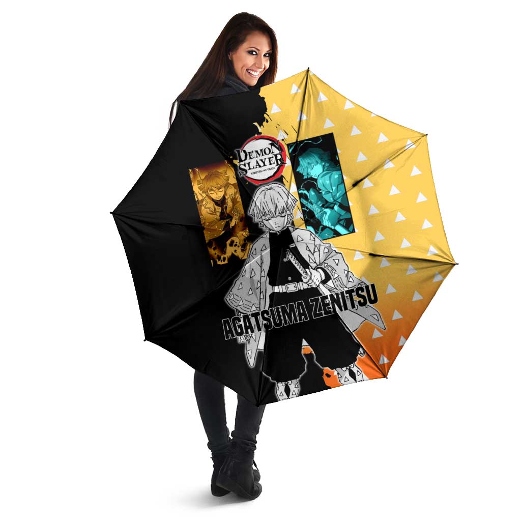 Zenitsu Agatsuma from Demon Slayer Umbrella with Yellow Lightning Kimono and Thunder Effects Design - The Mazicc