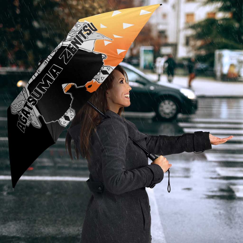 Zenitsu Agatsuma from Demon Slayer Umbrella with Yellow Lightning Kimono and Thunder Effects Design - The Mazicc