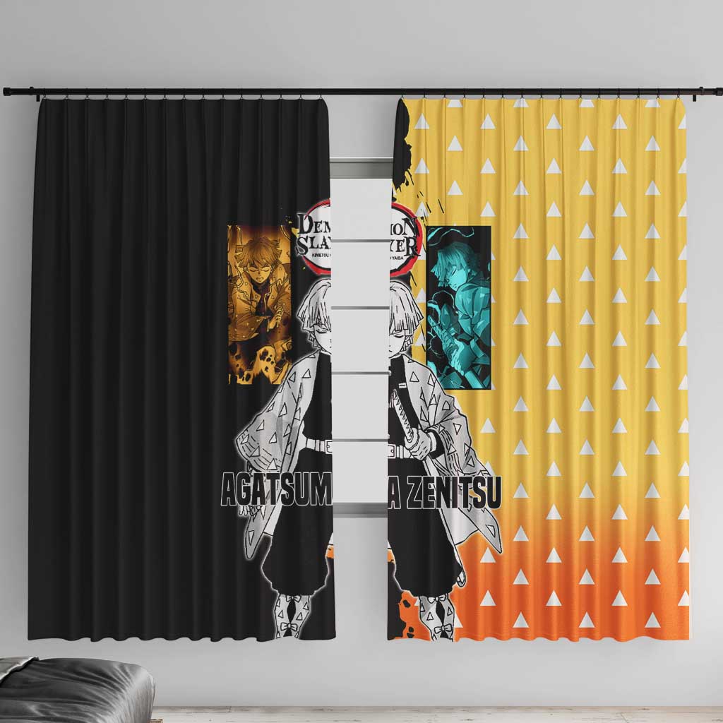 Zenitsu Agatsuma from Demon Slayer Window Curtain with Yellow Lightning Kimono and Thunder Effects Design - The Mazicc