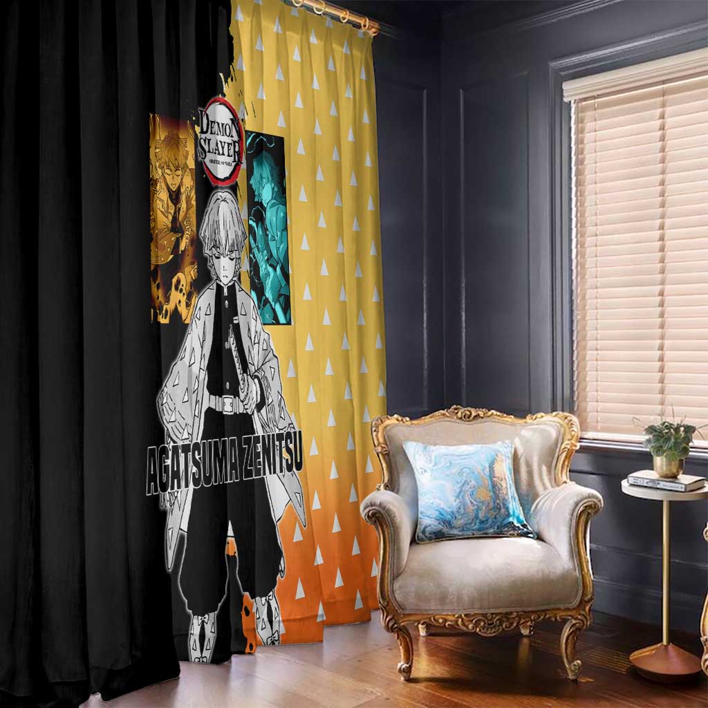 Zenitsu Agatsuma from Demon Slayer Window Curtain with Yellow Lightning Kimono and Thunder Effects Design - The Mazicc