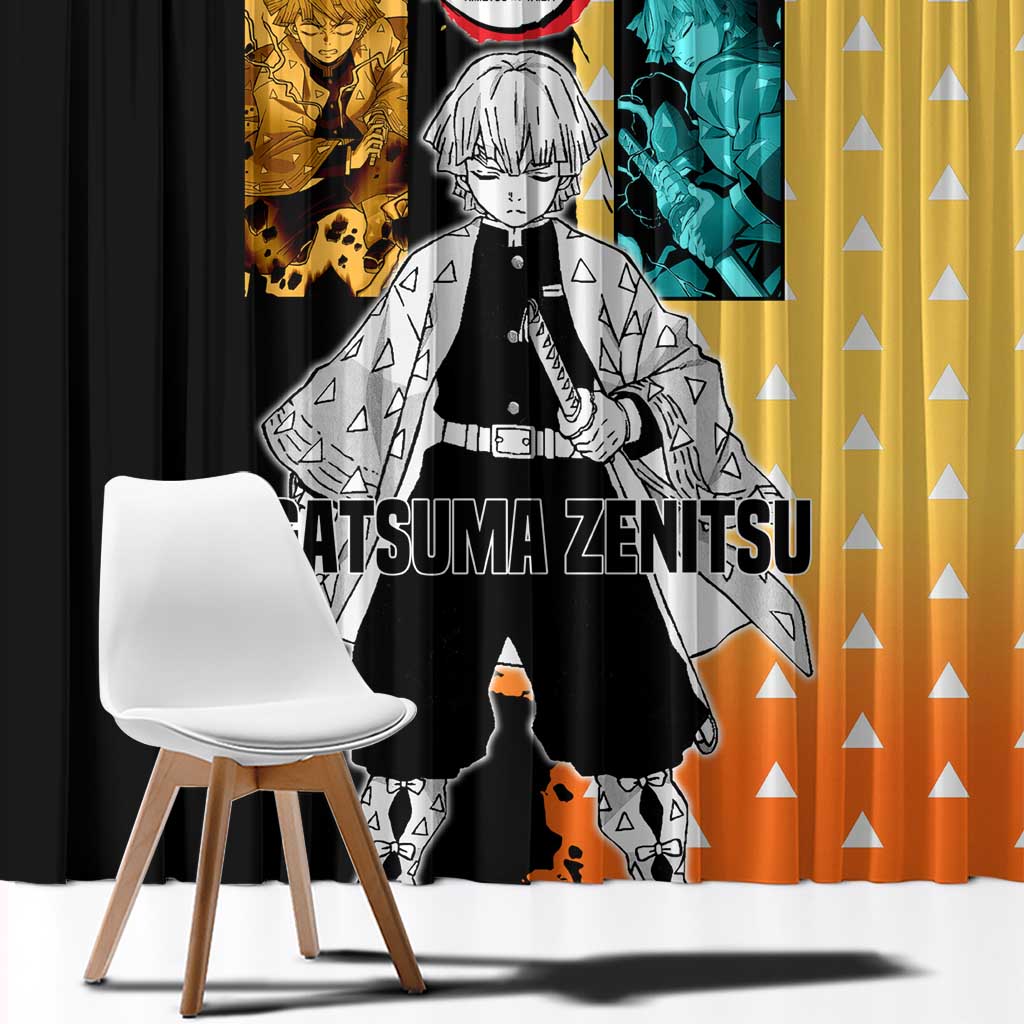 Zenitsu Agatsuma from Demon Slayer Window Curtain with Yellow Lightning Kimono and Thunder Effects Design - The Mazicc