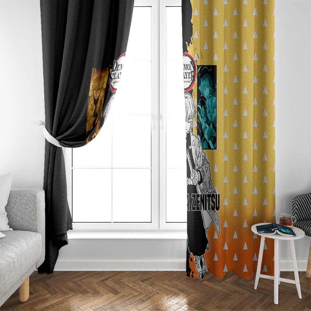 Zenitsu Agatsuma from Demon Slayer Window Curtain with Yellow Lightning Kimono and Thunder Effects Design - The Mazicc
