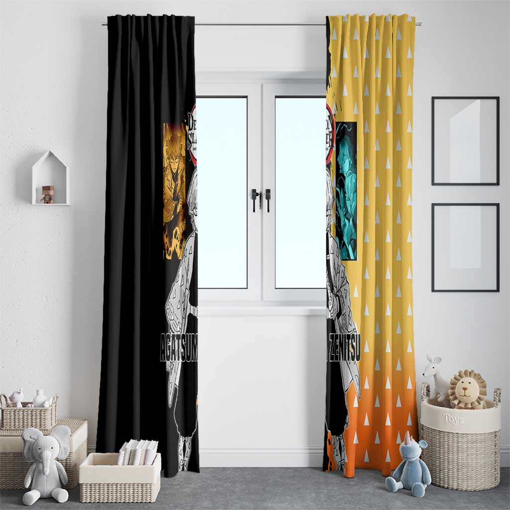 Zenitsu Agatsuma from Demon Slayer Window Curtain with Yellow Lightning Kimono and Thunder Effects Design - The Mazicc