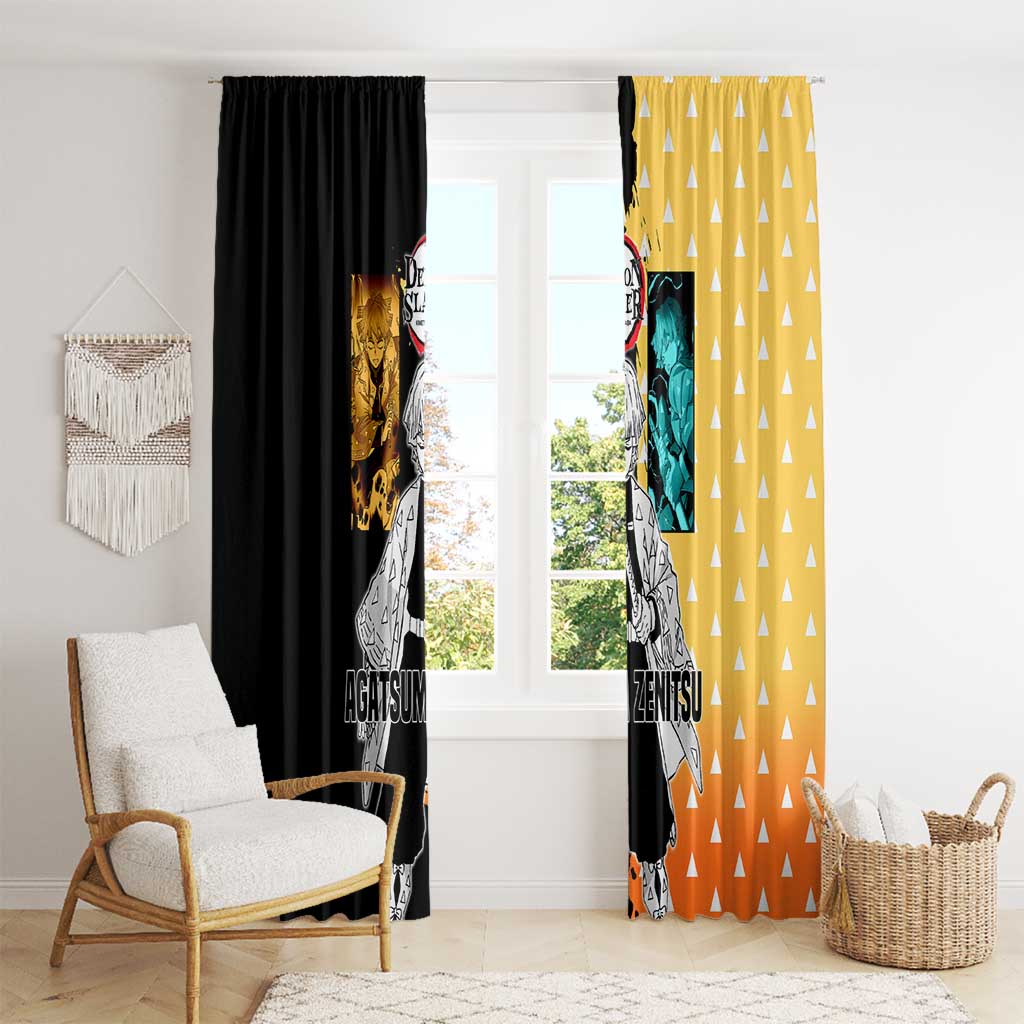 Zenitsu Agatsuma from Demon Slayer Window Curtain with Yellow Lightning Kimono and Thunder Effects Design - The Mazicc