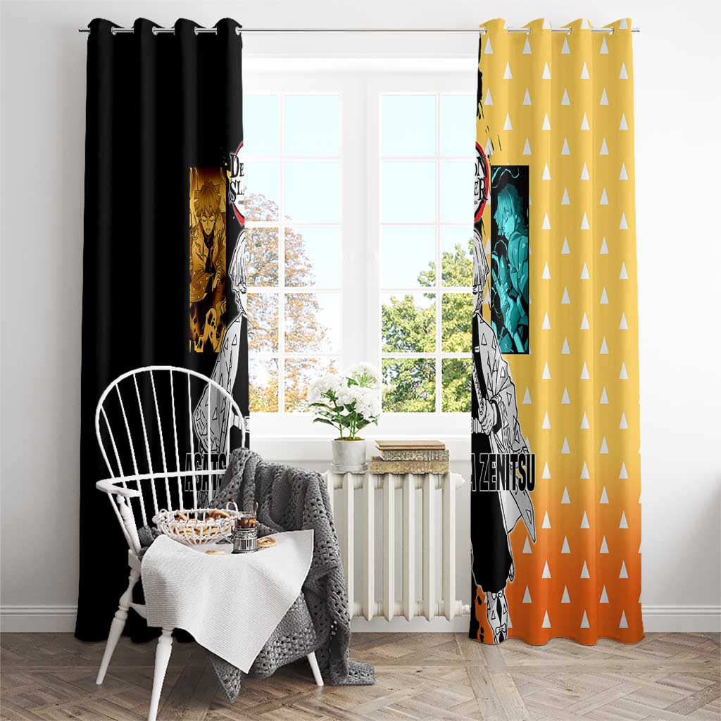 Zenitsu Agatsuma from Demon Slayer Window Curtain with Yellow Lightning Kimono and Thunder Effects Design - The Mazicc