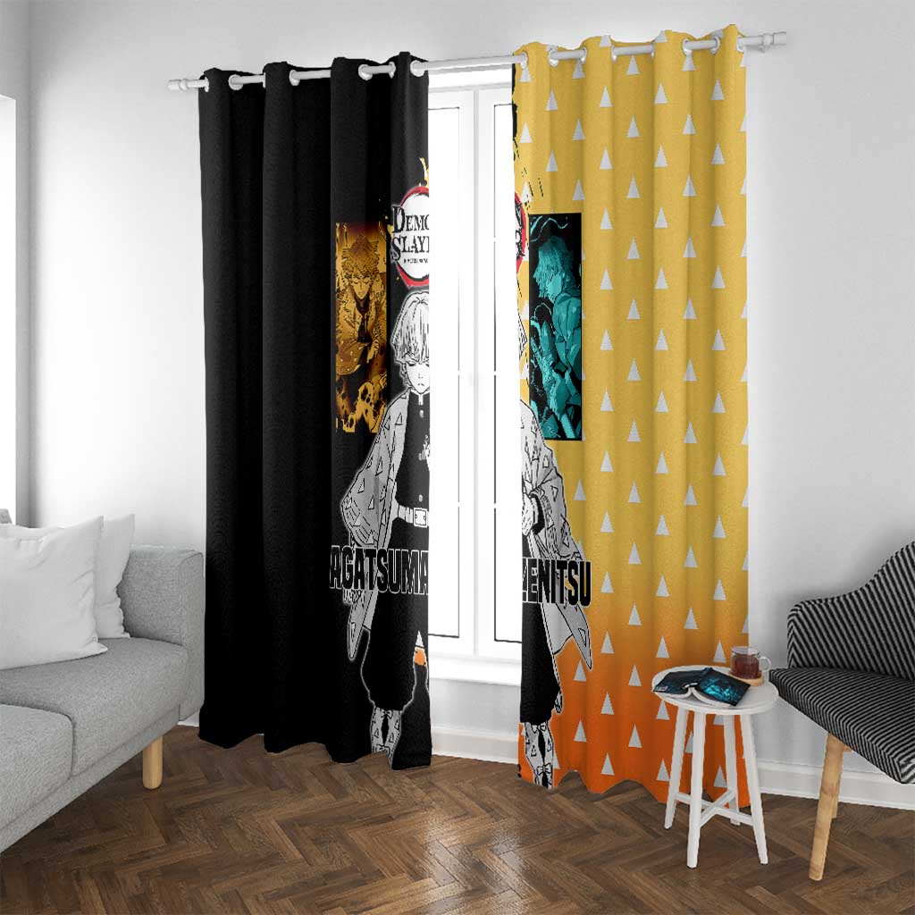 Zenitsu Agatsuma from Demon Slayer Window Curtain with Yellow Lightning Kimono and Thunder Effects Design - The Mazicc