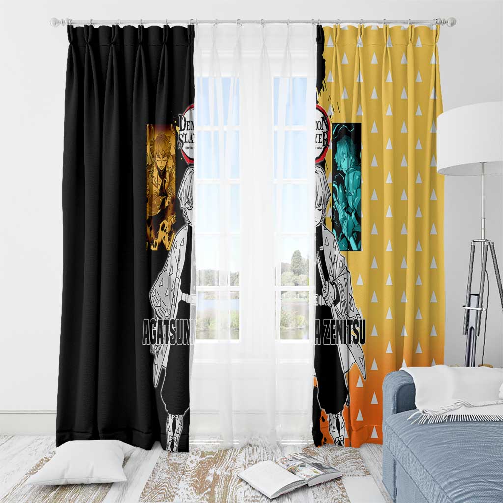 Zenitsu Agatsuma from Demon Slayer Window Curtain with Yellow Lightning Kimono and Thunder Effects Design - The Mazicc