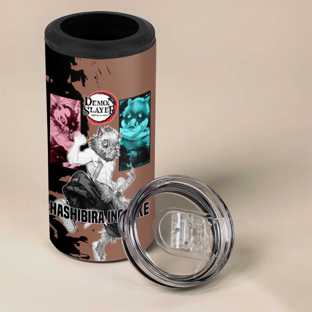 Inosuke Hashibira from Demon Slayer 4 in 1 Can Cooler Tumbler with Boar Mask and Dual Swords Battle Pose - The Mazicc