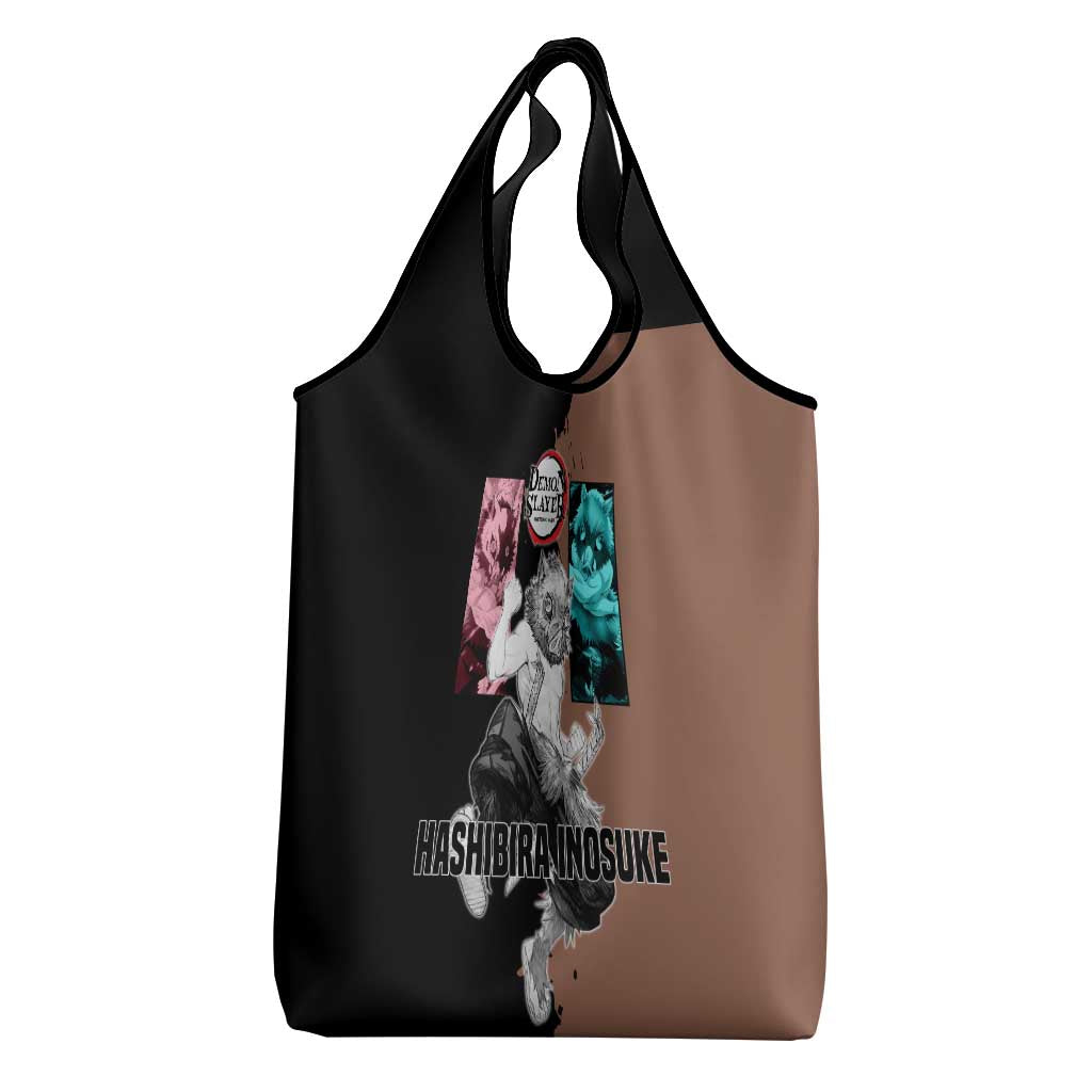 Inosuke Hashibira from Demon Slayer Grocery Bag with Boar Mask and Dual Swords Battle Pose - The Mazicc