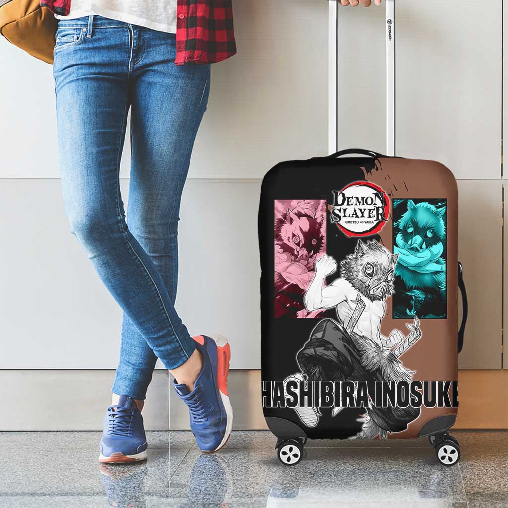 Inosuke Hashibira from Demon Slayer Luggage Cover with Boar Mask and Dual Swords Battle Pose - The Mazicc