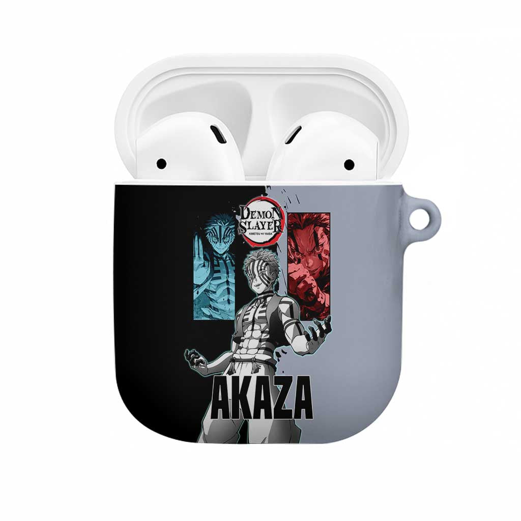 Akaza from Demon Slayer AirPods Case with Split Color Background and Martial Arts Pose Manga Style Design - The Mazicc