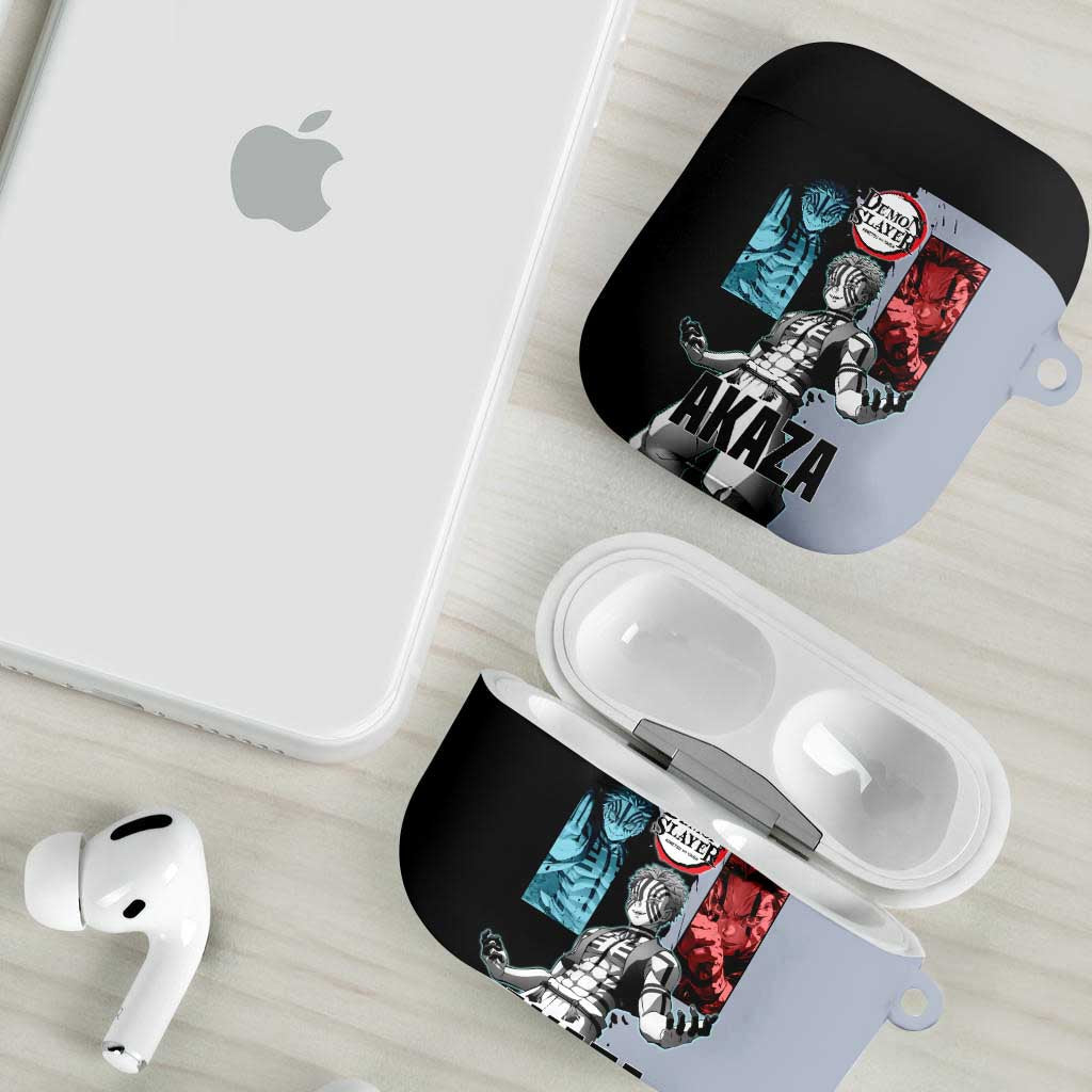 Akaza from Demon Slayer AirPods Case with Split Color Background and Martial Arts Pose Manga Style Design - The Mazicc
