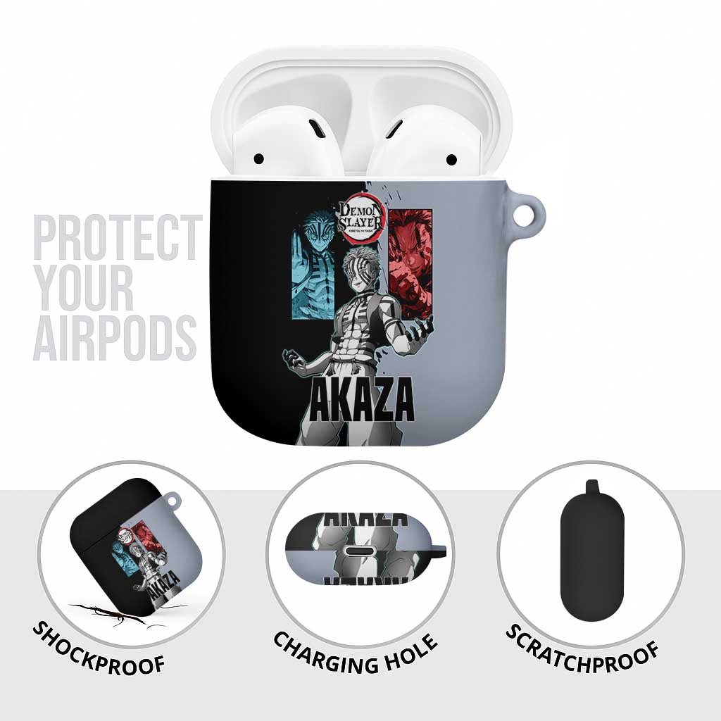 Akaza from Demon Slayer AirPods Case with Split Color Background and Martial Arts Pose Manga Style Design - The Mazicc