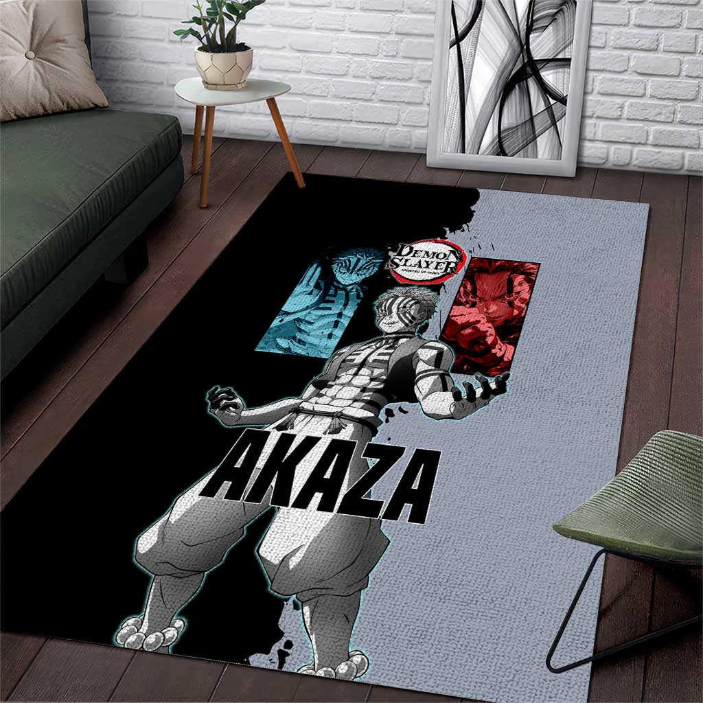Akaza from Demon Slayer Area Rug with Split Color Background and Martial Arts Pose Manga Style Design - The Mazicc
