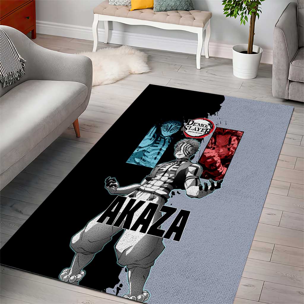 Akaza from Demon Slayer Area Rug with Split Color Background and Martial Arts Pose Manga Style Design - The Mazicc
