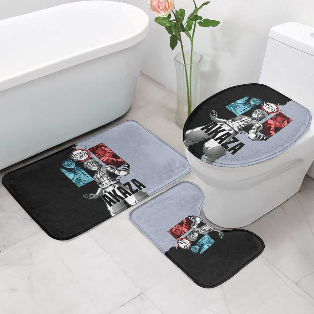 Akaza from Demon Slayer Bathroom Set with Split Color Background and Martial Arts Pose Manga Style Design - The Mazicc