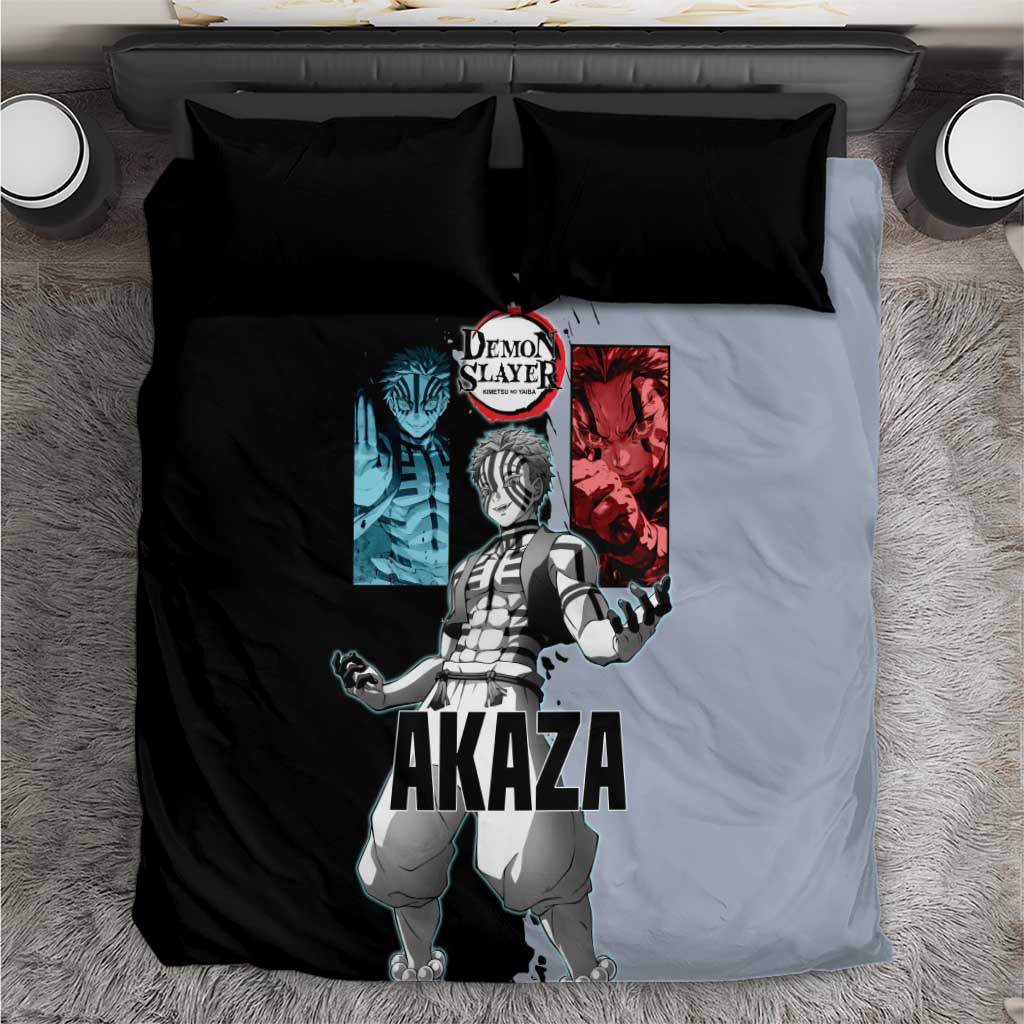 Akaza from Demon Slayer Bedding Set with Split Color Background and Martial Arts Pose Manga Style Design - The Mazicc