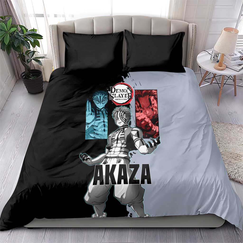 Akaza from Demon Slayer Bedding Set with Split Color Background and Martial Arts Pose Manga Style Design - The Mazicc