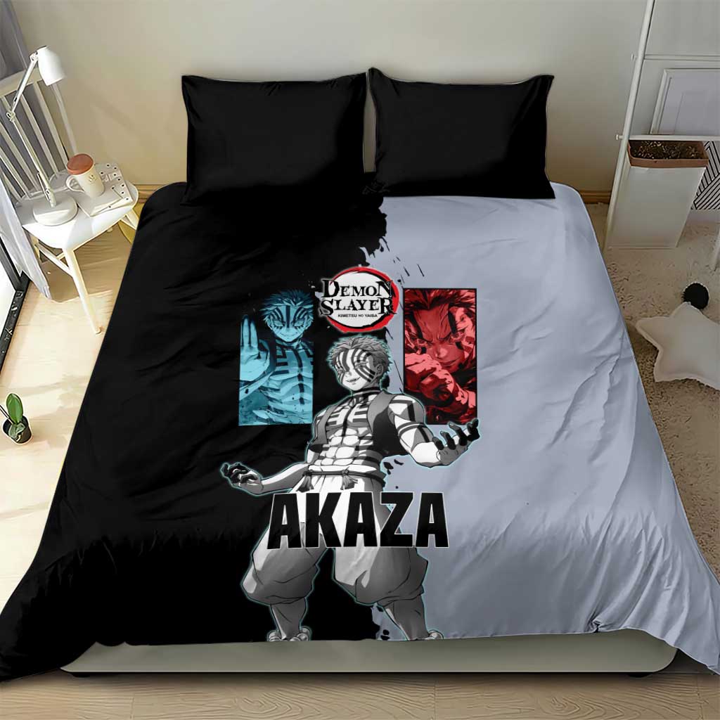 Akaza from Demon Slayer Bedding Set with Split Color Background and Martial Arts Pose Manga Style Design - The Mazicc