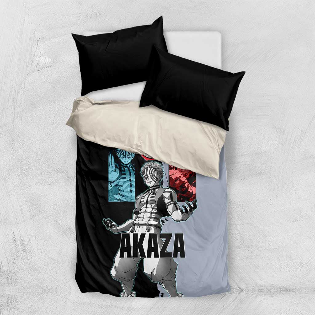 Akaza from Demon Slayer Bedding Set with Split Color Background and Martial Arts Pose Manga Style Design - The Mazicc