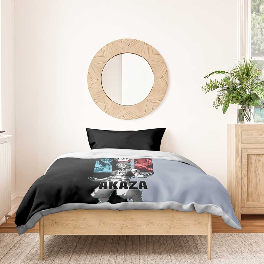 Akaza from Demon Slayer Bedding Set with Split Color Background and Martial Arts Pose Manga Style Design - The Mazicc
