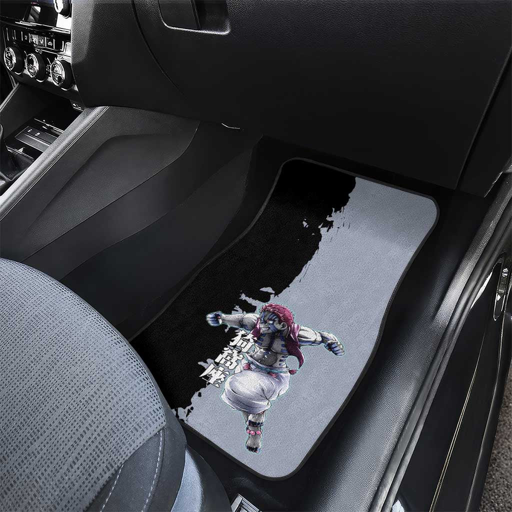 Akaza from Demon Slayer Car Mats with Split Color Background and Martial Arts Pose Manga Style Design - The Mazicc