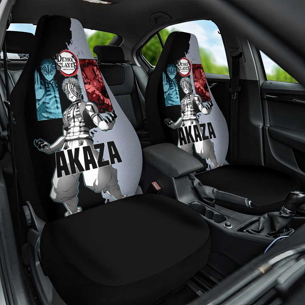 Akaza from Demon Slayer Car Seat Cover with Split Color Background and Martial Arts Pose Manga Style Design - The Mazicc