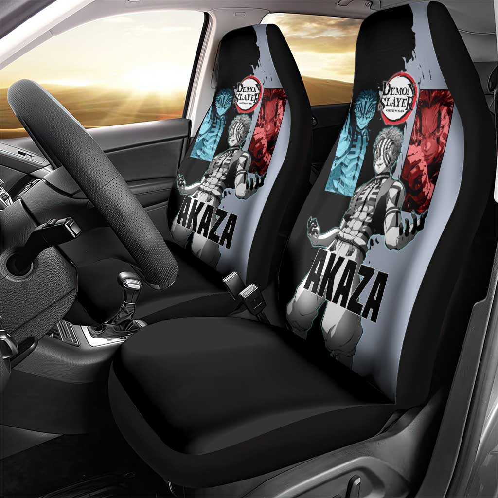 Akaza from Demon Slayer Car Seat Cover with Split Color Background and Martial Arts Pose Manga Style Design - The Mazicc