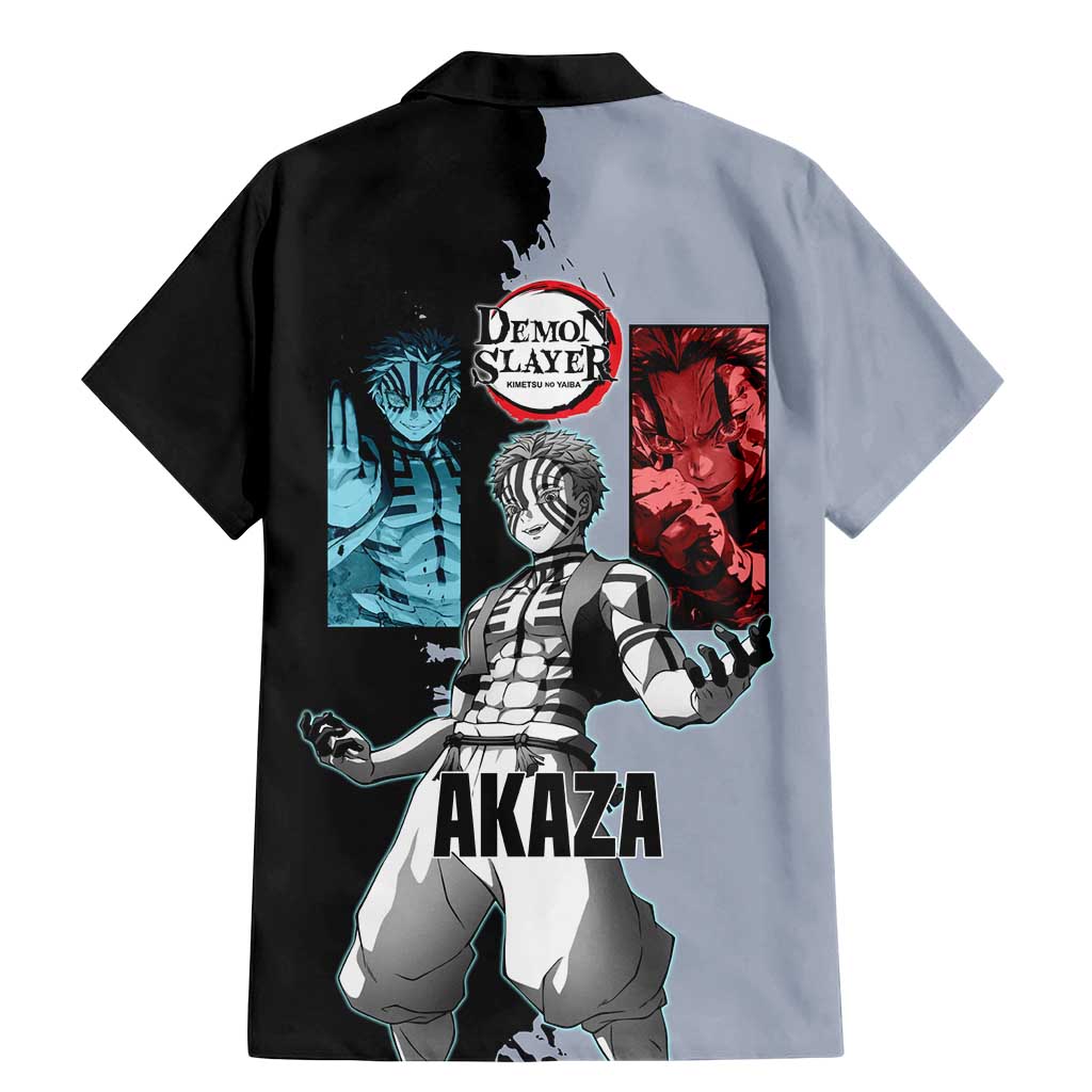 Akaza from Demon Slayer Family Matching Mermaid Dress and Hawaiian Shirt with Split Color Background and Martial Arts Pose Manga Style Design - The Mazicc