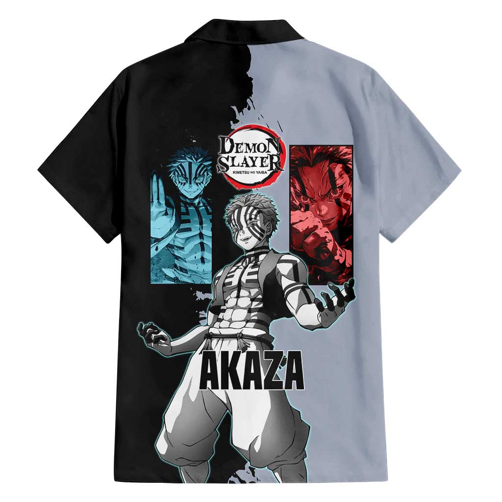 Akaza from Demon Slayer Family Matching Puletasi and Hawaiian Shirt with Split Color Background and Martial Arts Pose Manga Style Design - The Mazicc